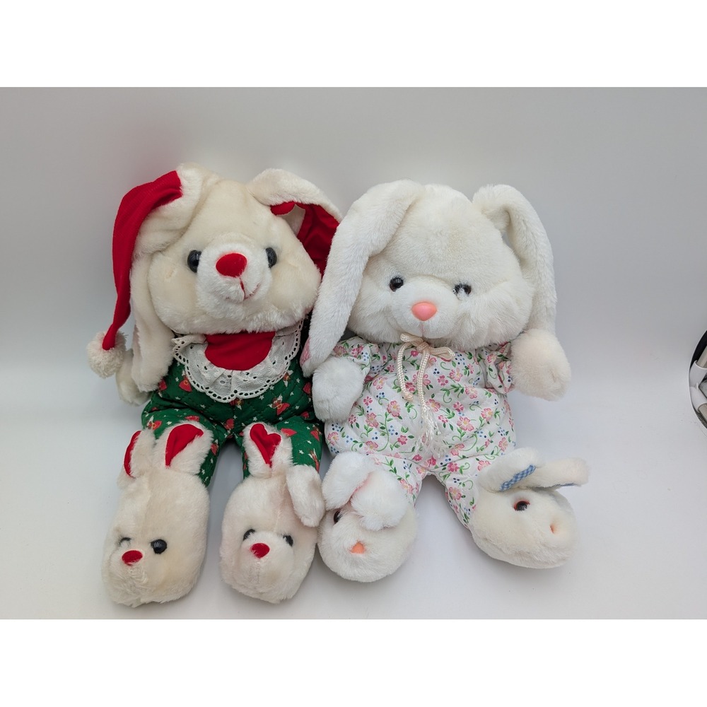 Plush Bunny Rabbit Christmas Puppet Pajamas Bunny Slippers Lot Happiness Always
